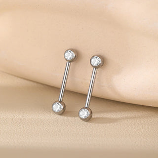 Titanium Nipple Piercing Jewelry CZ Bezel Tongue Nipple Bars Piercing for Breasts Sexy Piercing Mamilo for Women 12-20mm