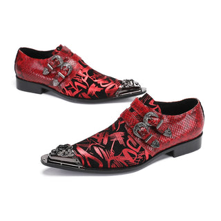 Fashion Red Print Wedding Party Dress Shoes Elegant Business Birthday Ball Shoes Real Leather Men Plus Size Slip on Oxford Shoes