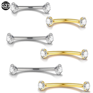 Titanium Zircon Eyebrow Piercing Crystal Curved Barbell Stud Helix Cartilage Lobe Earring Fashion Body Piercing Jewelry