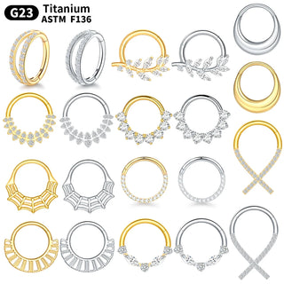 Marquise CZ Hinged Segment Piercing Titanium Septum Clicker Nose Hoop Ring Tragus  Upper Lobe Piercing Cartilage Earring
