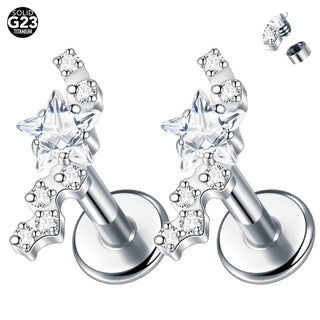 Titanium 16G Ear Cartilage Piercing Marquise CZ Flower Helix Conch Flat Back Rook Tragus Labret Lip Piercings Body Jewelry