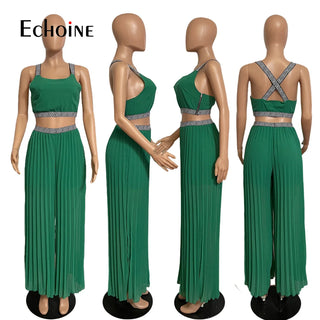 Vacation Beach Sets Chiffon Sexy Bikini Top Wide Leg Pants skirt Two 2 Piece Set  Party Club Outfits