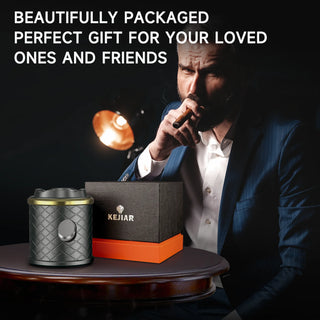 4-in-1 Cigar Cutter with Cigar Holder, Two Size Guillotine, V-Cutter, Cuts up to 68 Ring Size Cigars,Father's Day Gift for Men