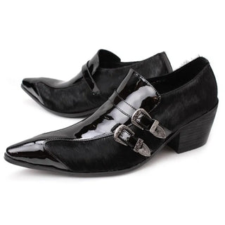 Christia Bella Italian Style Pointed Toe Buckle Men Business Office Leather Shoes Wedding Party Gentleman High Heel Dress Shoes