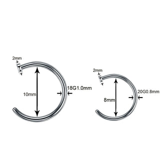 Titanium Curved Barbells Fake Nose Piercing 18G 20G D Shaped Tragus Helix Stud Earring Hoop Septum Nostril Lip Ring Body Jewelry