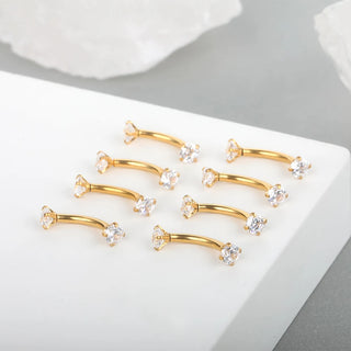Titanium Zircon Eyebrow Piercing Crystal Curved Barbell Stud Helix Cartilage Lobe Earring Fashion Body Piercing Jewelry