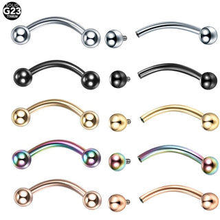 Titanium Eyebrow Piercings Curved Banana Internally Threaded Jewelry Belly Button Navel Earring Lip Tongue Pircings 14G 16G