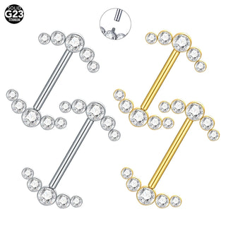 1PC Gold Color Nipple Piercings for Breasts CZ Flower Nipple Ring Sets 14G Titanium Nipple Shield Barbell Nipple Bars for Women