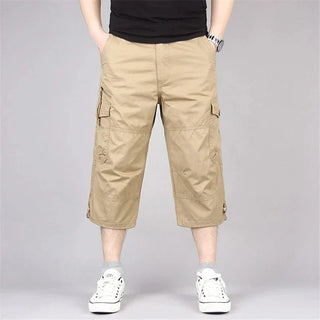 Long Length Cargo Shorts Men Summer Multi-Pocket Casual Cotton Elastic Capri Pants Men Military Tactical Short Hot Breeches 5XL