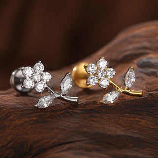 Titanium Ear Cartilage Piercings Flat Back Stud Earring Internal Thread Butterfly Cross CZ Helix Tragus Piercing Jewelry 16G