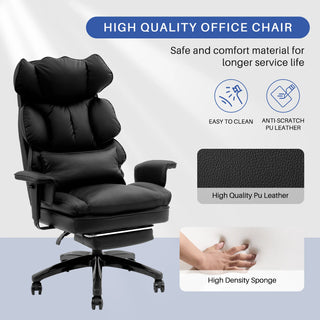 Heavy Duty Executive Office Chair w/ Adjustable Lumbar Support & Metal Base, High Back PU Leather Ergonomic Office Chair