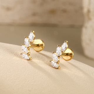 G23 Titanium Ear Cartilage Piercing Moon Heart Crystal Flat Back Ear Studs Tragus Helix Earrings Sexy Jewelry for Women