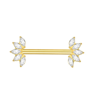 1PC Gold Color Nipple Piercings for Breasts CZ Flower Nipple Ring Sets 14G Titanium Nipple Shield Barbell Nipple Bars for Women