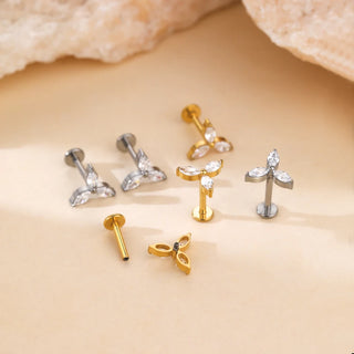 ASTM F136 Titanium 16G Square &Round CZ Labret Medusa Monroe Piercing Helix Cartilage Conch Tragus Lobe Stud Earring Jewelry