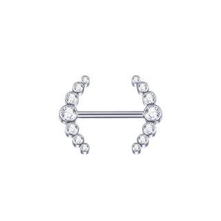 PVD Titanium Nipple Piercing Bar For Women 14G Bezel Set CZ Front Facing Barbell Nipple Shield Ring Sexy Body Jewelry