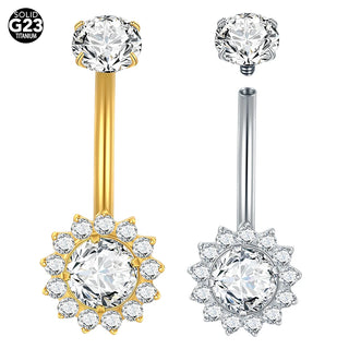 Titanium Gold Color Navel Piercings Marquise CZ Crystal Belly Button Rings Navel Earring Belly Piercings Ombligo Jewelry