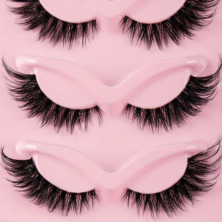 3Boxes(15pairs) Cat eye Eyelashes 3D Natural False Lashes Fluffy Soft Cross Clear Band Lashes Manga Lashes Wispy Eyelash Makeup