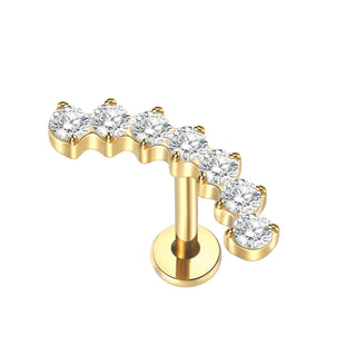 16G 8mm Labret Piercings Lip Ring Gold Color CZ Titanium Cartilage Helix Lobe Conch Earring Stud Piercings Women Jewelry