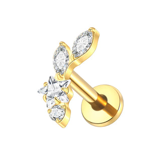 Titanium Ear Cartilage Piercings Flat Back Stud Earring Internal Thread Butterfly Cross CZ Helix Tragus Piercing Jewelry 16G