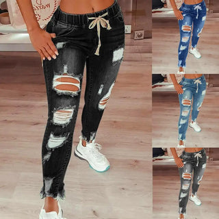 4XL Women Jeans Ripped Vintage Woman's Distressed Jeans Streetwear Hip Hop High Waist Pants Skinny Denim Trousers джинсы женские