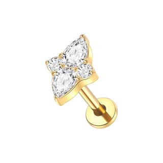 ASTM F136 Titanium 16G Square &Round CZ Labret Medusa Monroe Piercing Helix Cartilage Conch Tragus Lobe Stud Earring Jewelry