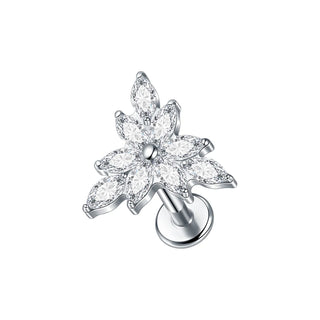 G23 Titanium Ear Cartilage Piercing Moon Heart Crystal Flat Back Ear Studs Tragus Helix Earrings Sexy Jewelry for Women