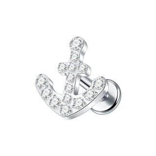 G23 Titanium Ear Cartilage Piercing Moon Heart Crystal Flat Back Ear Studs Tragus Helix Earrings Sexy Jewelry for Women