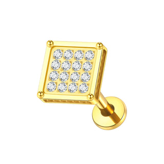 ASTM F136 Titanium 16G Square &Round CZ Labret Medusa Monroe Piercing Helix Cartilage Conch Tragus Lobe Stud Earring Jewelry