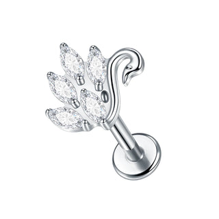 Titanium 16G Ear Cartilage Piercing Marquise CZ Flower Helix Conch Flat Back Rook Tragus Labret Lip Piercings Body Jewelry