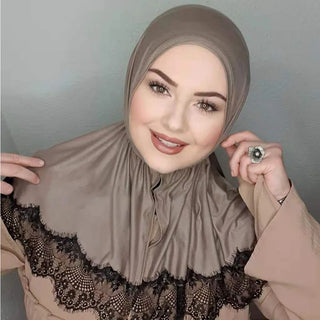 Muslim Instant Turban Luxury Modal Lace Square Hijab Abaya Hijabs For Woman Abayas Jersey Scarf Islamic Dress Women Turbans