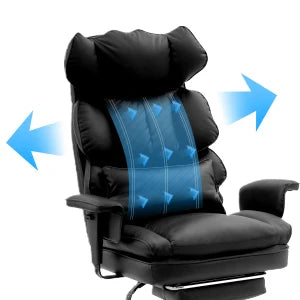 Heavy Duty Executive Office Chair w/ Adjustable Lumbar Support & Metal Base, High Back PU Leather Ergonomic Office Chair