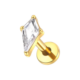 ASTM F136 Titanium 16G Square &Round CZ Labret Medusa Monroe Piercing Helix Cartilage Conch Tragus Lobe Stud Earring Jewelry