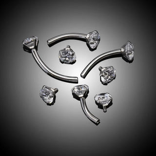 Titanium Zircon Eyebrow Piercing Crystal Curved Barbell Stud Helix Cartilage Lobe Earring Fashion Body Piercing Jewelry