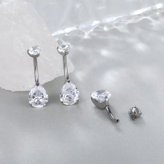 Titanium Zircon Water Drop Shape Belly Button Piercings Internal Thread Navel Barbell Rings Ombligo Sexy Body Jewelry for Women