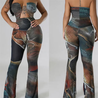 Sexy Strapless Backless High Waist One Pieces Long Pants Jumpsuit