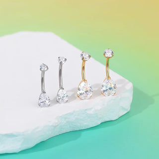 Gold Color CZ  Titanium Navel Nail Piercings Round Heart Drop Zircon Belly Button Rings Piercing Ombligo Women Jewelry