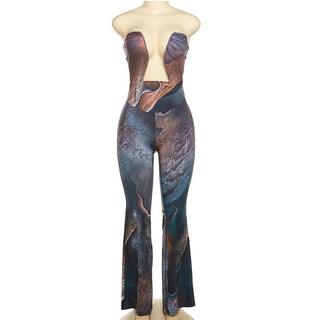 Sexy Strapless Backless High Waist One Pieces Long Pants Jumpsuit