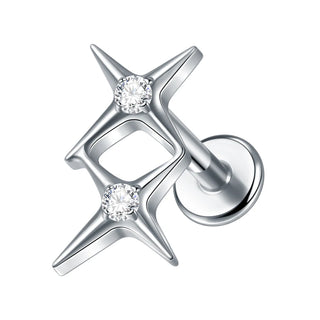 G23 Titanium Ear Cartilage Piercing Moon Heart Crystal Flat Back Ear Studs Tragus Helix Earrings Sexy Jewelry for Women