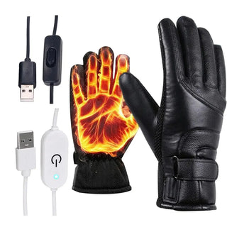 Full Finger Thermal Windproof Warm Gloves Heated Riding Gloves Outdoor Sports Heating Gloves Motorcycle Cold Gloves