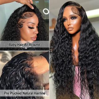 Brazilian Water Wave Lace Front Wig 13X6 Transparent HD Lace Front Human Hair Wig for Women 4X4 Closure Wig