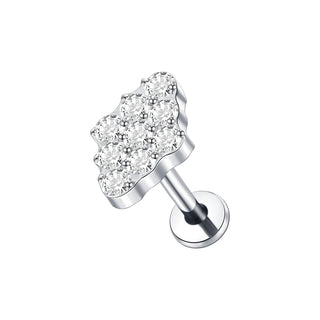 ASTM F136 Titanium 16G Square &Round CZ Labret Medusa Monroe Piercing Helix Cartilage Conch Tragus Lobe Stud Earring Jewelry