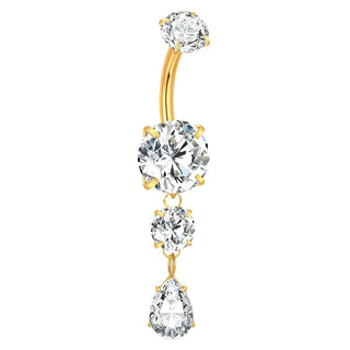 ASTM F136 Titanium 14G Dangle CZ Gem Belly Button Ring Cubic Zirconia Drop Pendant Navel Nail Sexy Body Piercing Jewelry