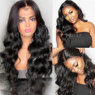 Full Lace Frontal Wig Body Wave Transparent Lace Wig Brazilian 15A Virgin Hair Pre Plucked Natural Hairline