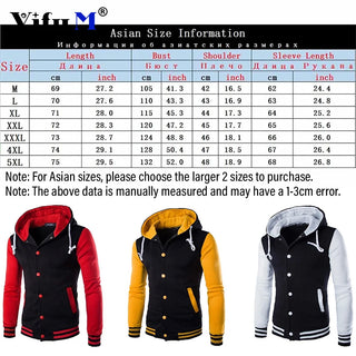 Custom Logo Spring Autumn Men's Hoodies Jacket Boy Baseball Hoodies Coat Fashion Streetwear Slim College Varsity Print Clothing