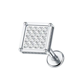 ASTM F136 Titanium 16G Square &Round CZ Labret Medusa Monroe Piercing Helix Cartilage Conch Tragus Lobe Stud Earring Jewelry