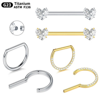 Titanium Nipple Shield Rings D Shaped Nipple Piercing Jewelry Ear Cartilage Earrings Nose Ring Daith Pirecing 14G 12/14/16mm