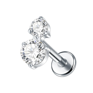 ASTM F136 Titanium 16G Square &Round CZ Labret Medusa Monroe Piercing Helix Cartilage Conch Tragus Lobe Stud Earring Jewelry