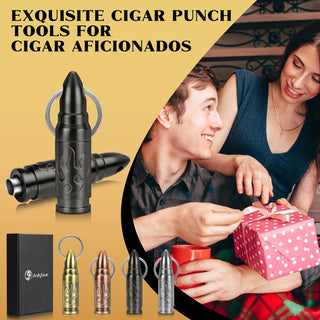 Portable Cigar Punch Cutter - Twist to Open Cigar Punch with 2 Sizes, Clockwise Switch, Precision Cutting for Various Cigars