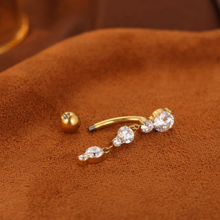 ASTM F136 Titanium 14G Dangle CZ Gem Belly Button Ring Cubic Zirconia Drop Pendant Navel Nail Sexy Body Piercing Jewelry