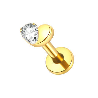 G23 Titanium Ear Cartilage Piercing Moon Heart Crystal Flat Back Ear Studs Tragus Helix Earrings Sexy Jewelry for Women